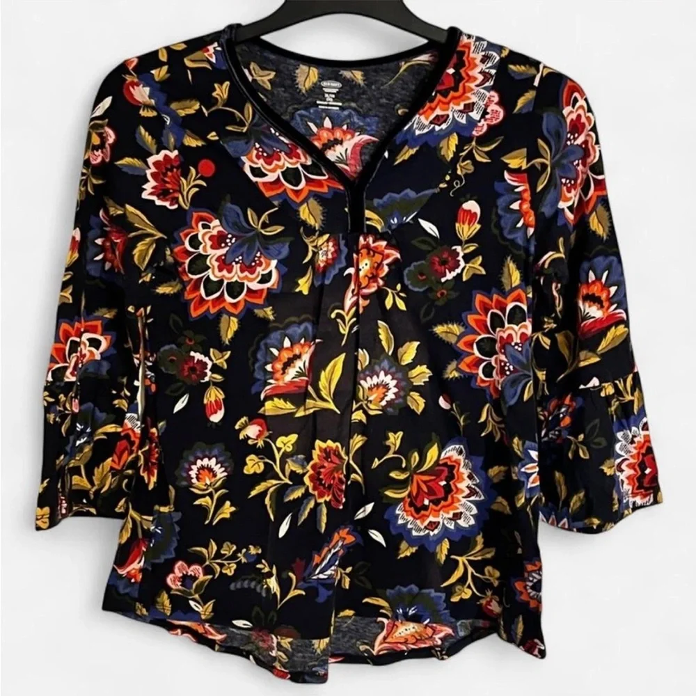 Old Navy Junior Girls Floral Top, Bell Sleeve, Size 14